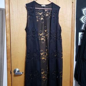 Long black lace kimono.